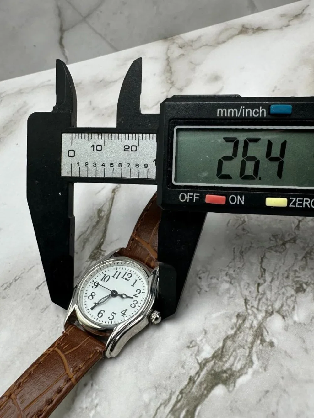 3/$30 Calvin Hill Watch Women Silver Tone White Dial 26MM Brown Band  8
